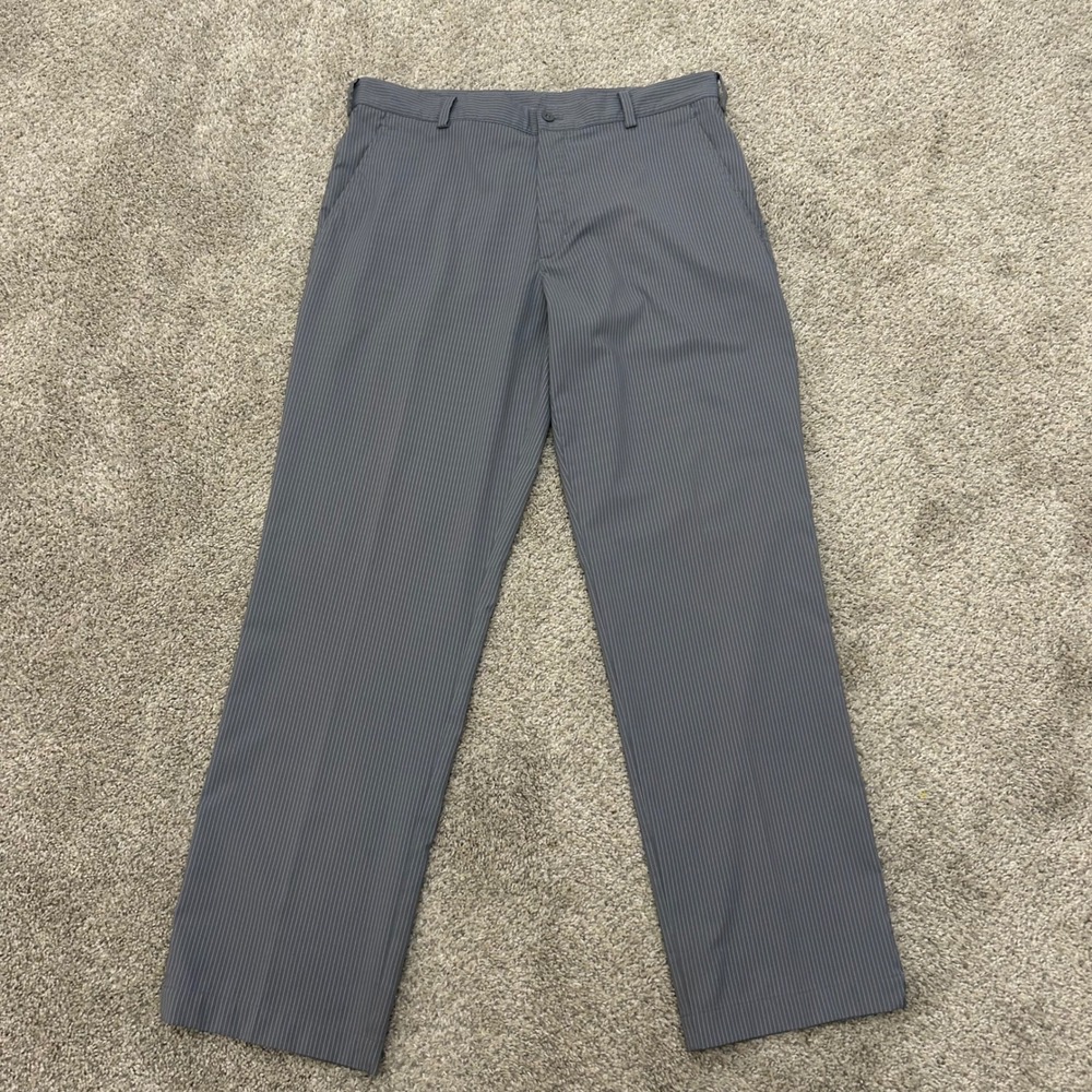 Nike Golf Pants 34x32 Grey Pinstripe Dri-FIT Performance Trousers Performance - Picture 2 of 10